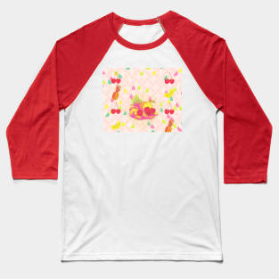 CHERRY PINEAPPLE PATTERN Baseball T-Shirt